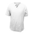 thumbnail image 4 of Plebaso T-Shirts pour Hommes en Coton et Lin à Col Rond, à Boutons, T-Shirts Décontractés, Unis, à Manches Courtes, Légers, Hauts de Plage, 4 of 7