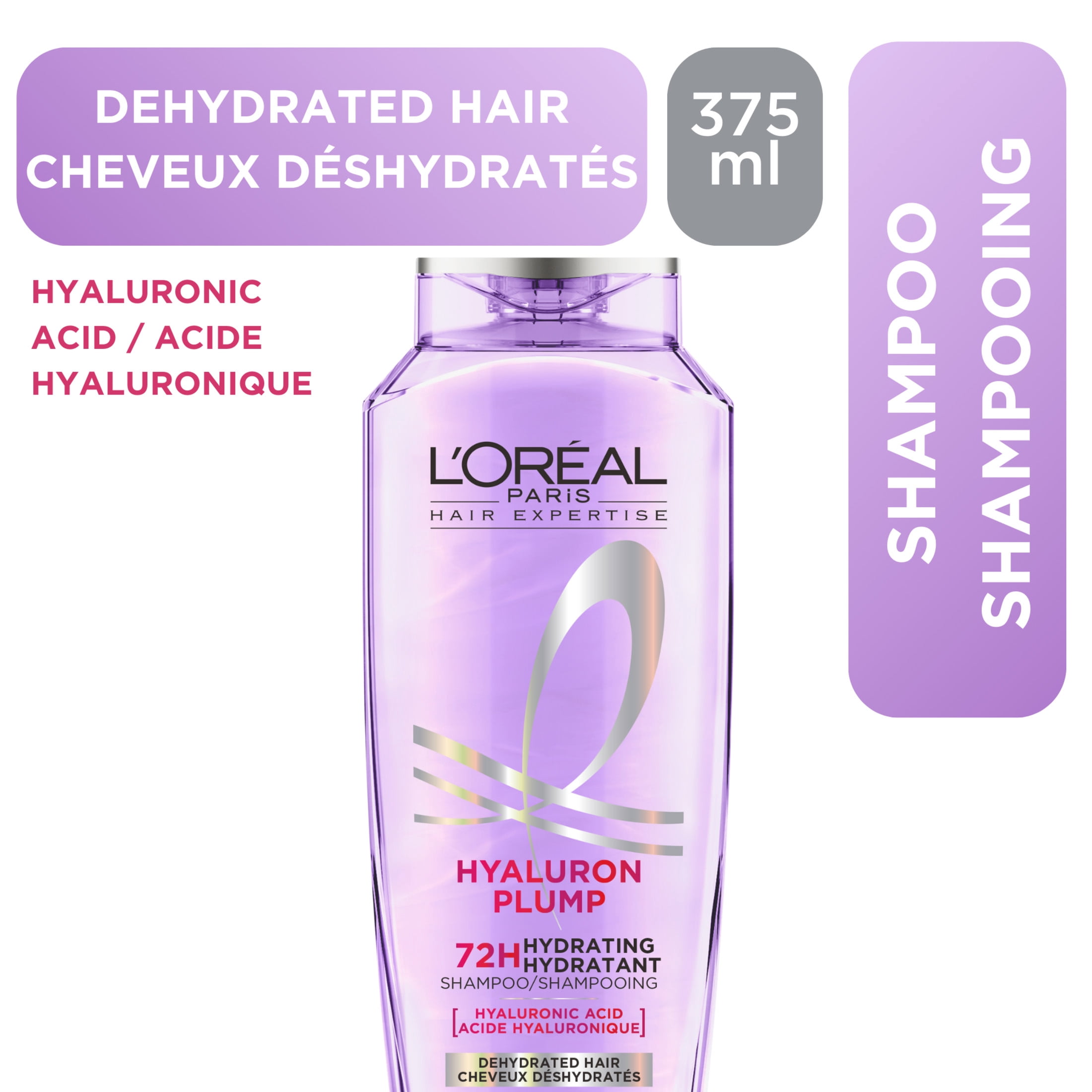 L'Oréal Paris Hair Expertise Hyaluron Plump Hydrating Shampoo, With Hyaluronic Acid for Dehydrated Hair, 375ml