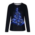 thumbnail image 4 of Jienlioq T-Shirts de Noël Grande Taille Mode pour Femmes à Col Rond à Manches Longues Imprimé Décontracté T-Shirt Blouse Hauts, 4 of 5