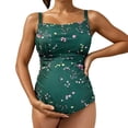thumbnail image 3 of Gyexs Maternity Womens One Piece Swimsuits Ruched Slimming Bathing Suits Floral Swimwear #02 Dark Green, Size S, 3 of 6