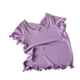 thumbnail image 1 of Plebaso Top for Kids Short Sleeve Round Neck Ruffled Ice Silk T-shirt for Girls Baby Summer Clothes, 1 of 3
