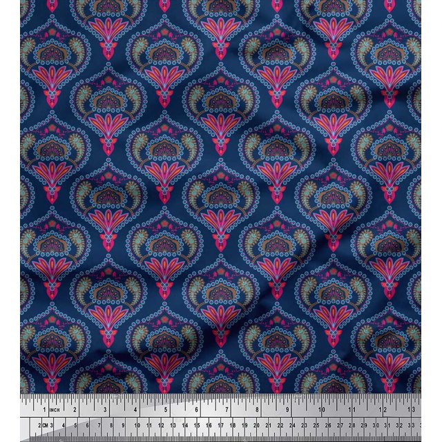 Soimoi Rayon Fabric Moroccan Damask Fabric Prints By Yard 56 Inch Wide