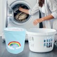 thumbnail image 3 of Printed Laundry Baskets Folding Cartoon Pattern Linen Fabric Laundry Organizing Basket(Blue Rainbow), 3 of 9