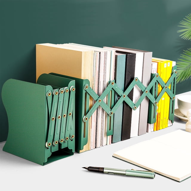 Summer Saving,Retractable Book Stand, Student Desktop Book Folding Display Shelf, Iron Bookcase, Stationery Storage, Adjustable Book Block Stand, | Metal, Green-474 $BS$3