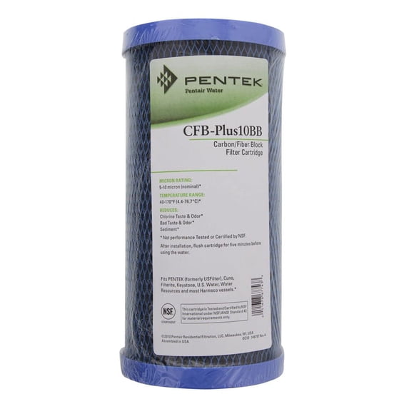 Pentair Pentek CFB-Plus10BB Big Blue Filtre à Eau au Carbone, 10 Pouces, Cartouche de Remplacement de Bloc de Carbone Moulé Modifié Fibredyne pour Toute la Maison, 10 Pouces x 4,5 Pouces, 5-10 Microns