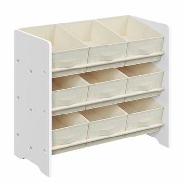 SONGMICS Toy Organizer, Kid Toy Shelf with 9 Non-Woven Fabric Boxes, for Children's Room and Playroom, Spacious, 11.6 x 24.6 x 23.6 inches, Cloud White