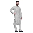 thumbnail image 2 of Atasi Button Down Asymmetric Printed Long Sleeve Rayon Kurta Pyjama Set, 2 of 4