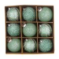 thumbnail image 2 of Meitianfacai 8cm Christmas Balls 9pcs Set Christmas Balls Sequins Lace Christmas Decoration Balls Christmas Gift Balls Christmas Tree Decoration, Green, 2 of 6
