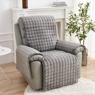 YYV Housse de Fauteuil Inclinable en Velours 20.9x74.8 Po Antidérapante Élastique Protecteur avec Sangles Beige Extensible Ajustée Housse de Sofa Inclinable Durable Lavable Protège-Meubles