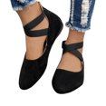 thumbnail image 2 of Ladys Single Shoes Suede Surface Elastic Ankle Strap Soft Sole Pointy Toe Flats Bottom Ballet Rear Ankle Zipper Shoes New Large Size Shallow Mouth Elastic Flat Shoes Black, 2 of 7