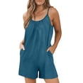 thumbnail image 1 of AherBiu Wide Leg Short Jumpsuits for Women Sleeveless Spaghetti Strap Summer Boho Rompers with Pockets, 1 of 7
