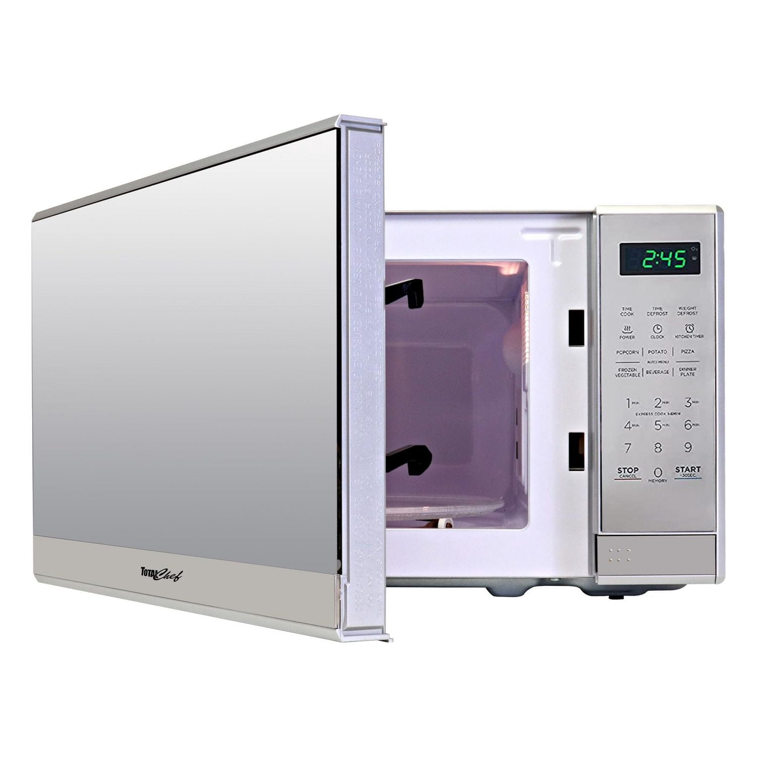Micro-ondes de comptoir Total Chef en acier inoxydable, 0,7 pi³ (environ 20 L), avec affichage numérique à DEL, 700 watts