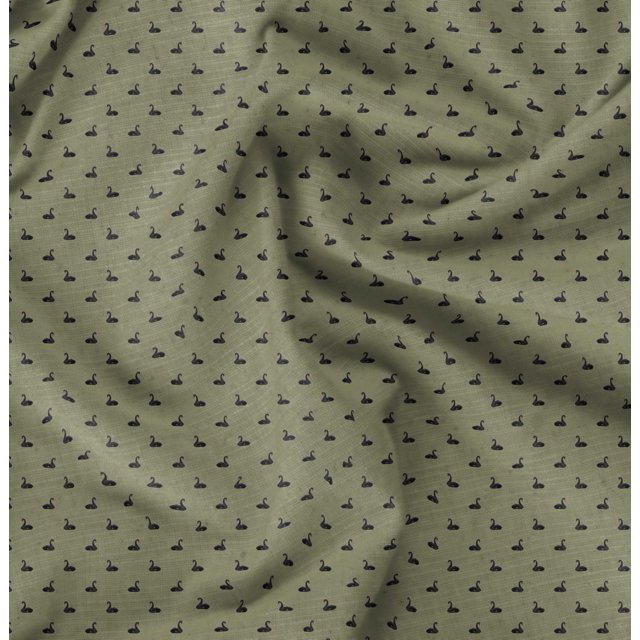 Soimoi Polyester Crepe Fabric Swan Bird Print Fabric by The Yard 42 Inch Wide
