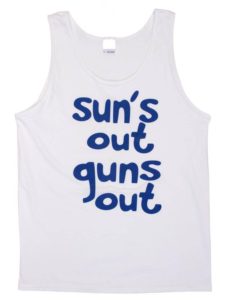 Sun's Out Guns Out Débardeur de Plage - Blanc - Moyen
