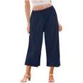thumbnail image 1 of Yuyuzo Wide Leg Pants for Women High Waist Cotton Linen Drawstring Ruched Solid Color Boho Beach Trousers, 1 of 5