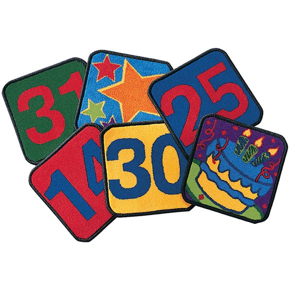 Carpets for Kids KID$Value PLUS K135 Calendar Seating 12in Squares Kit Set of 35 Multicolor