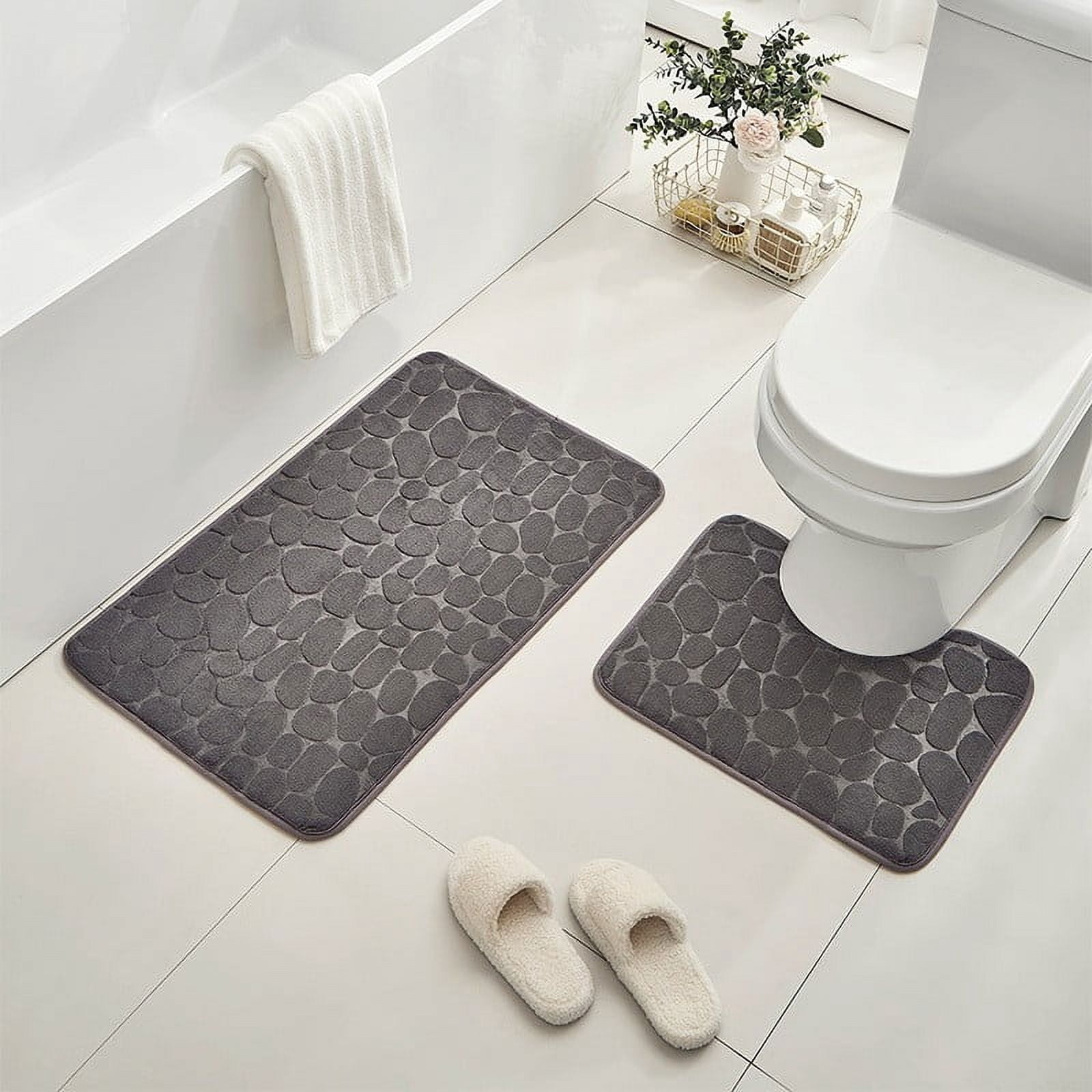 Dvkptbk Bathroom Rugs and Bath Mat Set Non Slip Absorbent Stain Resistant Quick Dry Washable Bathroom Rug Bath Mats for Bathroom Floor Tub Sink Shower Mat Easy Care (20"x31"+16"x20")