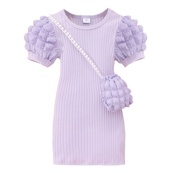 TJAZFJPA Toddler Girl Dress Toddler Girls Short Sleeve Prints Dress Dance Party Dresses Clothes Girls Denim Dress