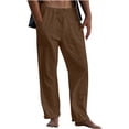 thumbnail image 1 of Weiqiqre Mens Pants New Linen Pants Drawstring Elastic Solid Color Loose Casual Trousers Lightweight Slight Stretch, and Regular Fit for All-Season Going Out, 1 of 5