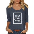 thumbnail image 4 of Hiiyo T-Shirt à Manches 3/4 Col Rond pour Femmes, Couleur Unie, Tailles m, 4 of 6