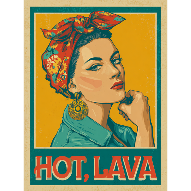 Retro Pinup Lava Portrait Canvas Wall Art 15.75x11.81 Inches