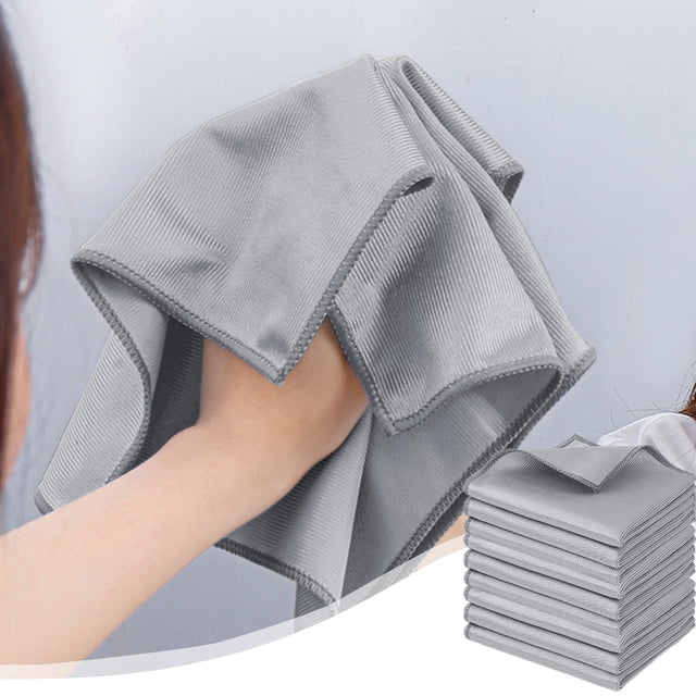 Meitianfacai Mirror Cleaning Cloth Thickened Multifunctional Household Glass Screen Water Stain Remover Cloth 9 Pack, Gray
