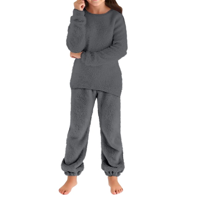 Chandail Décontracté à Manches Longues pour Enfants, Mode Automne, Couleur Unie, Col Rond, Universel pour Garçons et Filles, Ensemble de Chandails en Peluche Mignon