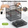 thumbnail image 4 of MSERCUOR Freezer Organizer Bins, 3 Pack Big Stackable Deep Chest Freezer Organizer Bins, Foldable Baskets with Handles, Black Storage Container Baskets for 5 to 9 Cu.FT, 4 of 8