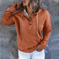 thumbnail image 2 of Yuyuzo Womens Hoodies Drawstring Button Collar Pullover Tops Casual Long Sleeve Fall Sweatshirts, 2 of 5