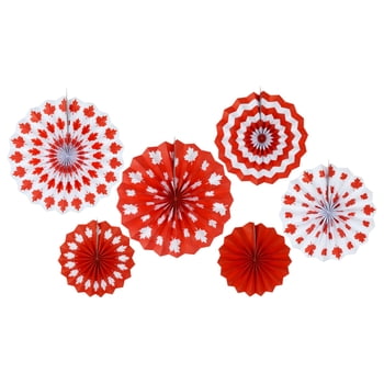 Éventails en papier rouge et blanc (lot de 6) pour la fête du Canada, 20, 25 et 30 cm, pour adultes, décoration, fête du Canada, une façon originale de célébrer