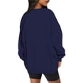 thumbnail image 5 of lcziwo Chandail à Col Rond pour Femmes, Coupe Ample, Manches Longues, Chandail Décontracté Uni, Chandail Confortable Automne 2024, Y2k, Bleu Marine, TG, 5 of 5
