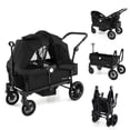 thumbnail image 1 of Gymax Poussette-Wagon pour 2 Enfants, Poussette Double à Pousser et Tirer avec Poignée Réglable, Noire, 1 of 10