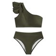 thumbnail image 3 of EGNMCR Bikini Set Women's Color High Waist One Shoulder Bikini Split Swimwear Set, 3 of 4
