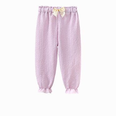 Besolor Toddler Girls Pants Elastic Waist Cute Bowknot Front Trousers 2024 Baby Solid Color Lounge Lantern Pants 1-9 Years