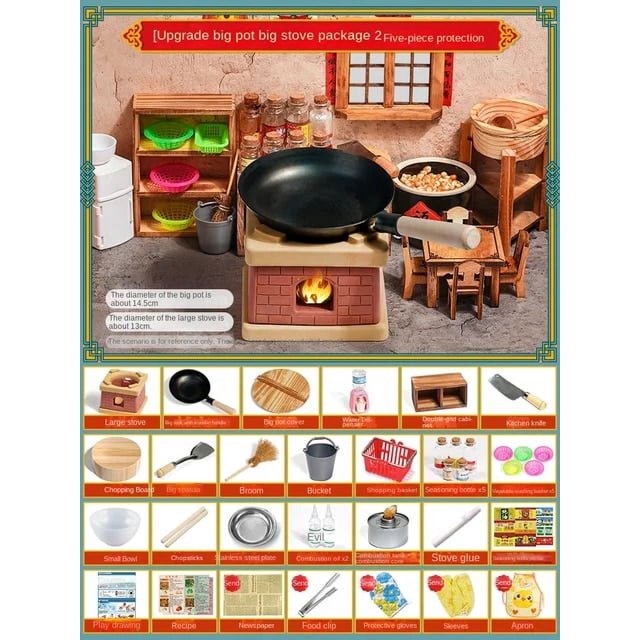 Mini Petits Jouets de Cuisine Cuisine Réelle Ensemble Complet Batterie de Cuisine Cuisine Version Réelle