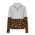 thumbnail image 4 of 2023 Chandail à Capuchon Surdimensionné pour Femmes Mode Automne Hiver Imprimé Léopard Décontracté Sport Col Rond Survêtements Manches Longues Col à Revers Fermeture Éclair Chandails à Capuchon Costumes Halloween/noël 50 % de Réduction Liquidation, 4 of 5