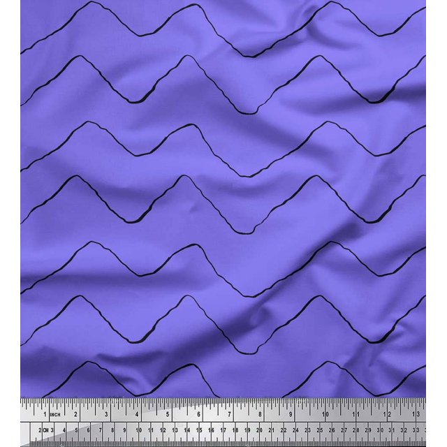 Soimoi Purple Rayon Fabric Artistic Waves Abstract Print Sewing Fabric Yard 42 Inch Wide