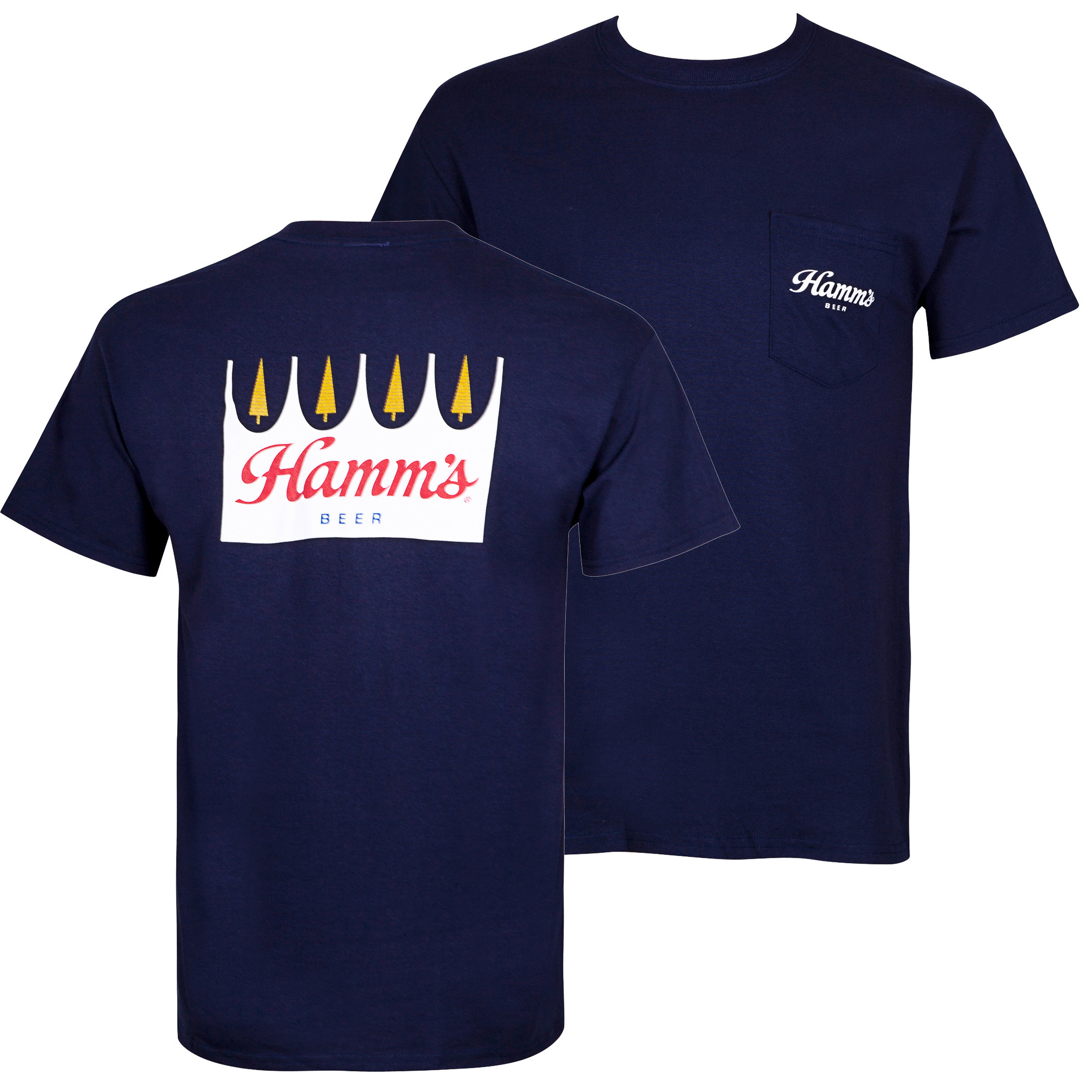 Hamm's Beer Logo Front And Back Print Men's Pocket T-Shirt-Medium
