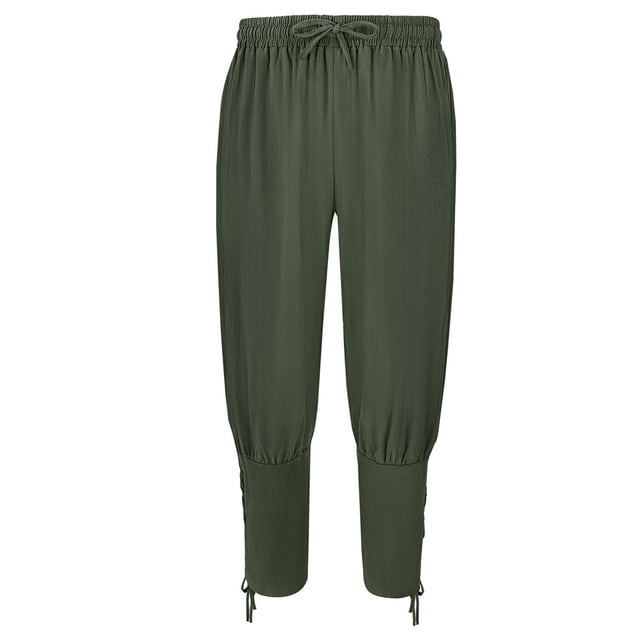 Meichang Pantalon en Lin pour Femmes à Cordon, Taille Élastique, Pantalon en Coton et Lin, Couleur Unie, Bas Resserré, Pantalon Long, Confortable, Léger, Pantalon d'Été