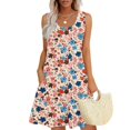 thumbnail image 1 of Ovzne Robes pour Femmes Robe de Plage Femme Décontractée Ample Été Robe Imprimée Sans Manches Col en V Ensemble Haut/chemise Robe d'Été Imprimée Liquidation, 1 of 6