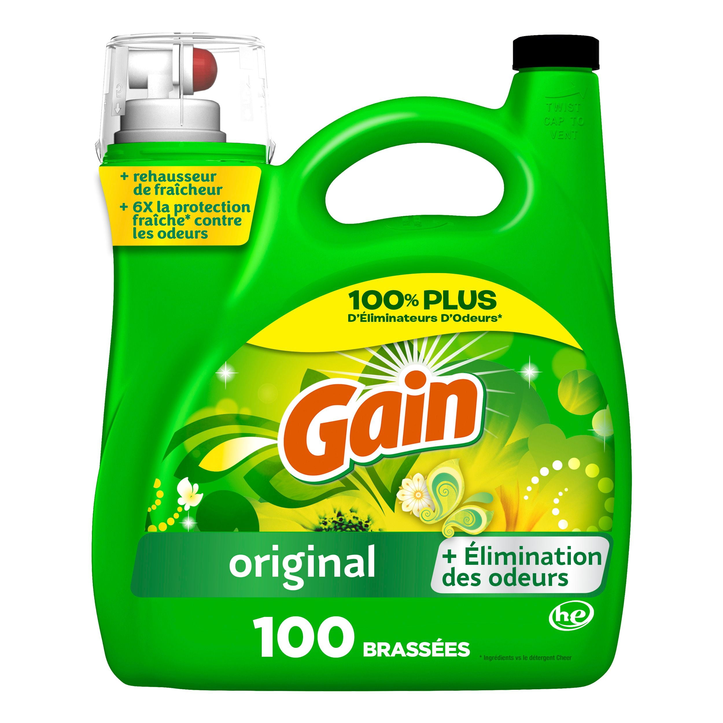 Détergent à lessive liquide Gain, parfum Original, 100 brassées, 4.25 L