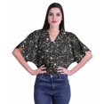 thumbnail image 1 of Moomaya Hauts à Manches Boxy Imprimés pour Femmes, Col en V, Taille Élastique, Kimono, 1 of 4
