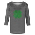 thumbnail image 4 of Meichang T-Shirt de la Saint-Patrick pour Femmes, Imprimé Trèfle Vert, Manches 3/4, Col Rond, Printemps, 4 of 5
