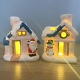 thumbnail image 2 of mmirethe Resin Christmas Scene Snow House LED Desktop Set Village Decoration House Snowman 1Set, 2 of 6