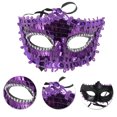 thumbnail image 3 of Unique Bargains Halloween Noël 1 Pce Masque Demi-Visage Perlé en Cristal pour Fête Masquée Violet, 3 of 5