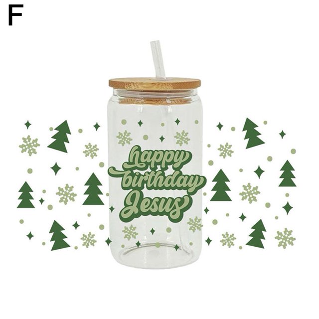 Christmas UV DTF Transfer Cup Wrap TransferSticker Sticker GlassCoffeeCup K2J8