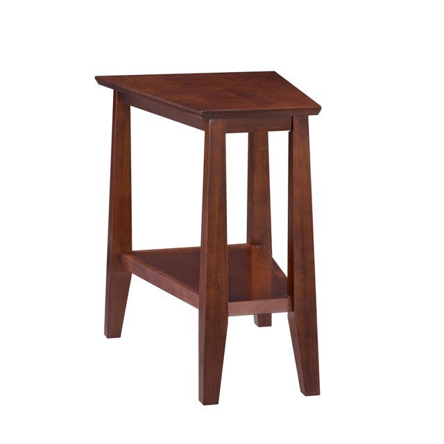 Leick Furniture Delton Table d'Appoint Triangulaire en Bois Massif, Fini Brun Terre de Sienne
