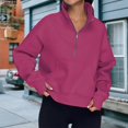thumbnail image 2 of Stand Collar Fall Clothes Half Zip Women Solid Color Daily Outfit (Coffee XL), 2 of 6