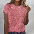 thumbnail image 2 of Amzcrzy Hauts pour Femmes T-Shirts Décontractés à Manches Courtes Hauts d'Été Mode Col Rond Hauts à Sequins pour Femmes Confort Polyvalent Hauts de Sortie Blouses, 2 of 4