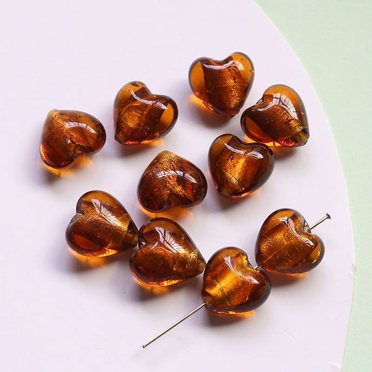 Nvzi-c 20 Pcs de Jolies Perles en Verre Brun Foncé, Cœurs en Verre, Matériaux de Perles Perforées Dispersées, Bijoux Faits Main DIY, Boucles d'Oreilles, bracelets, Accessoires